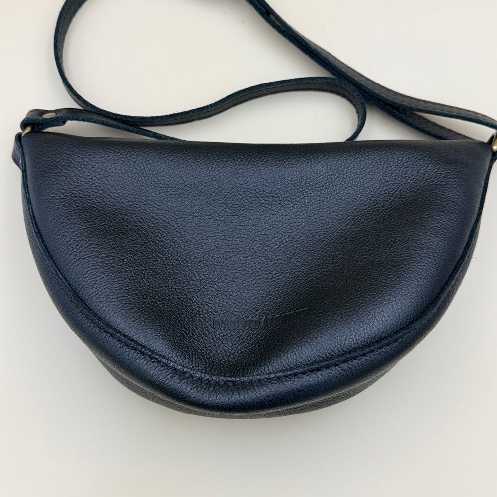 Portland Leather Black Crescent Crossbody Bag